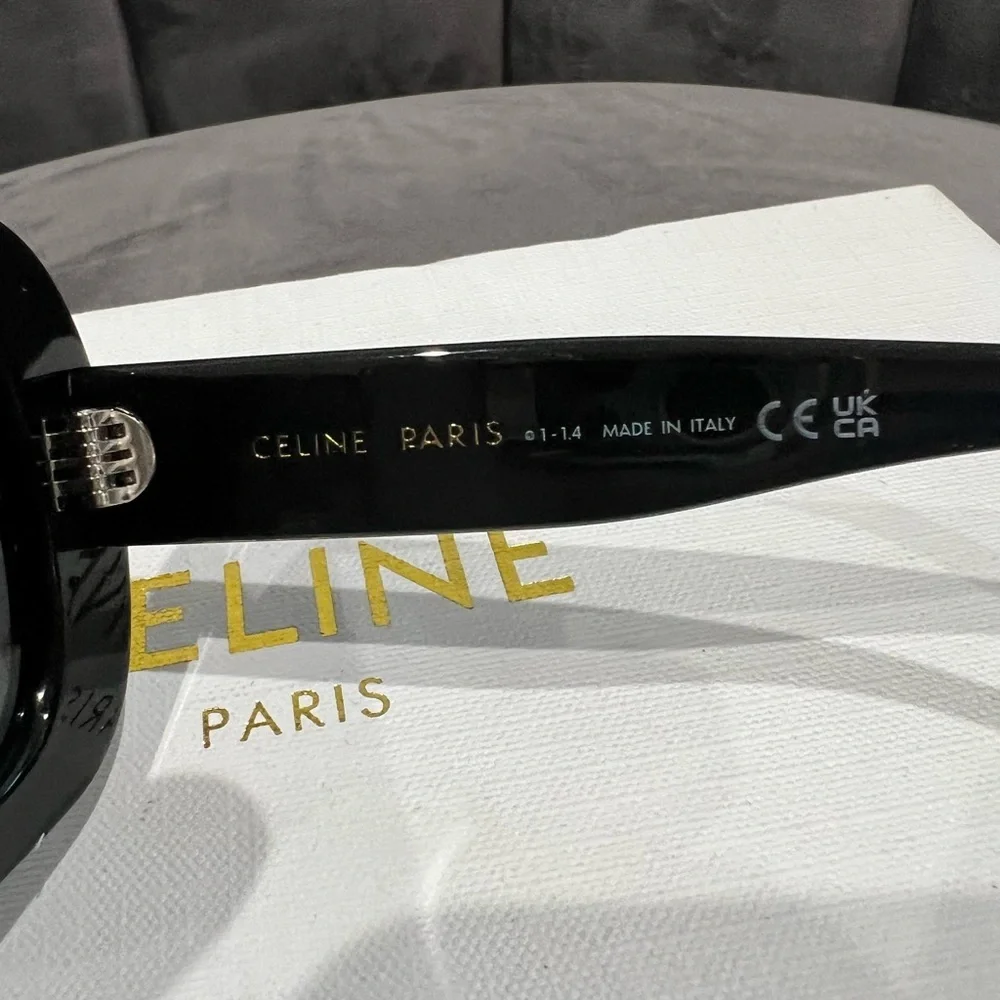 Celine Black Sunglasses with Triomphe Gold Accent - Picture 8 of 17